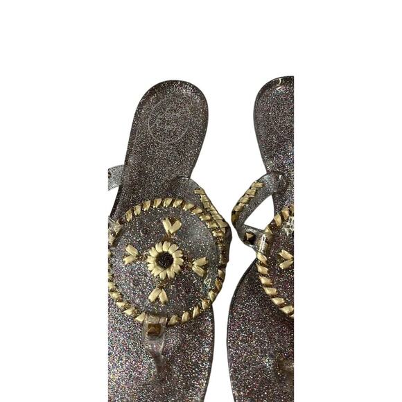 🌟 Jack Rogers Gold Multi Glitter Medallion Jelly Flat Sandals sz 9 - Picture 12 of 14